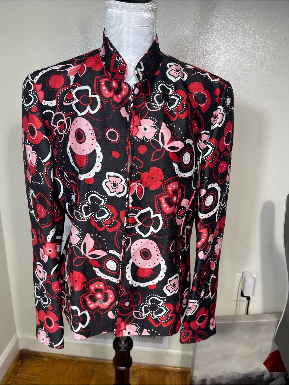 Lafayette 148 New York Floral-Patterned office work stand-Collar Blazer size 10